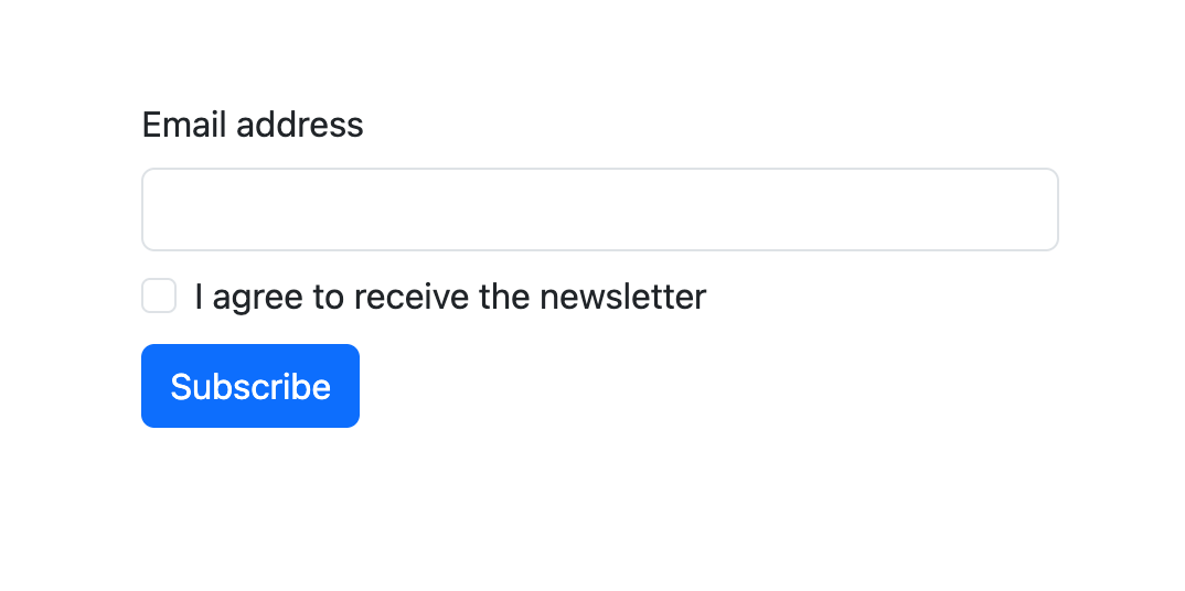 Basic newsletter form styled with Boostrap