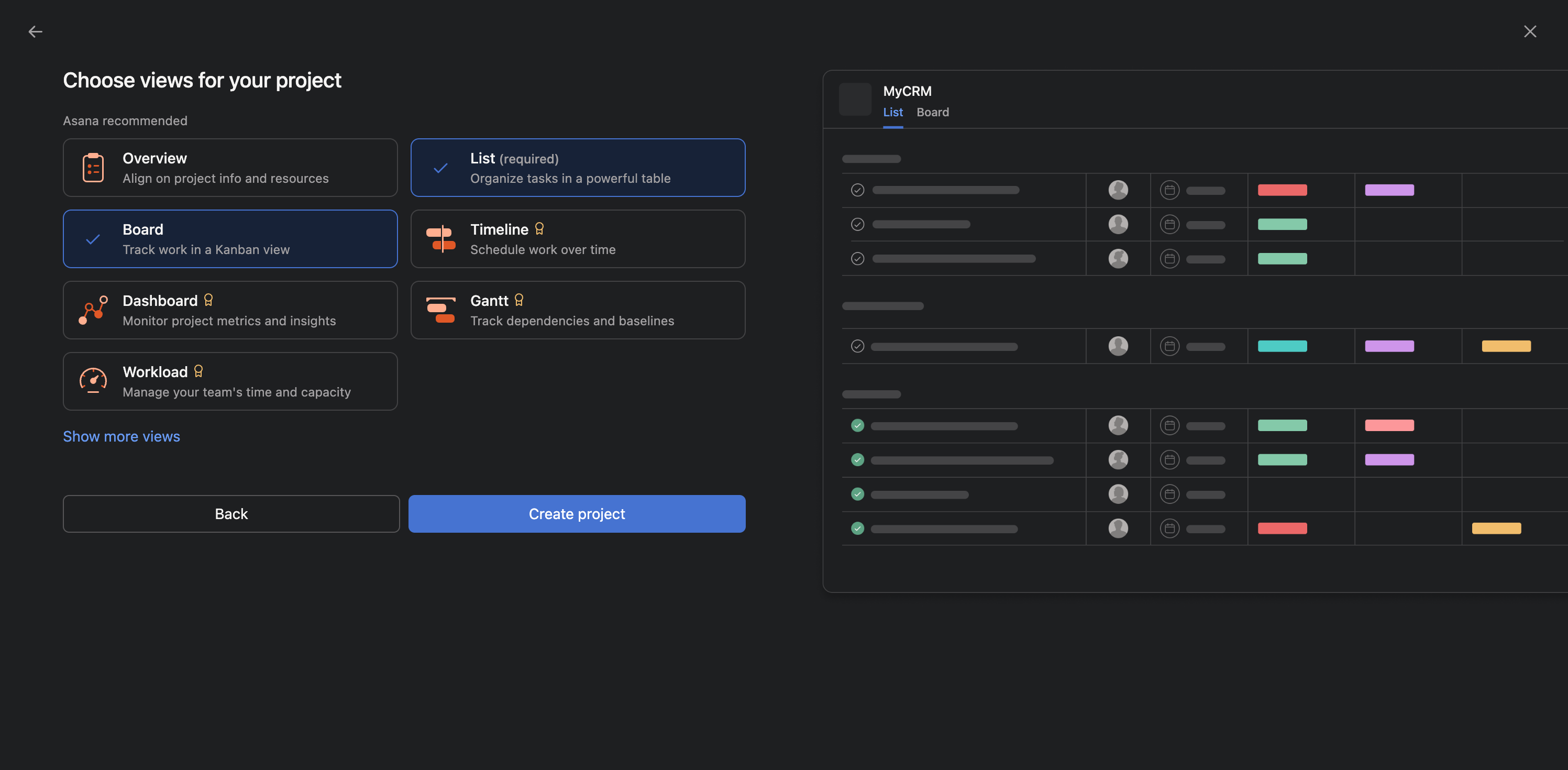 Creating a new project