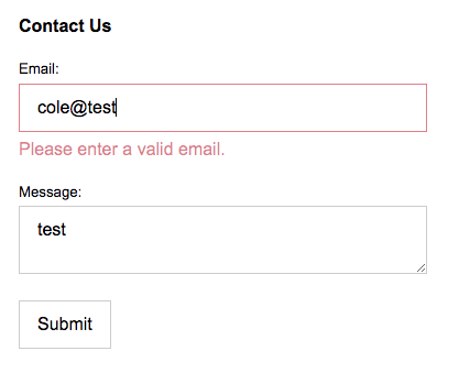 Contact us form with custom validation