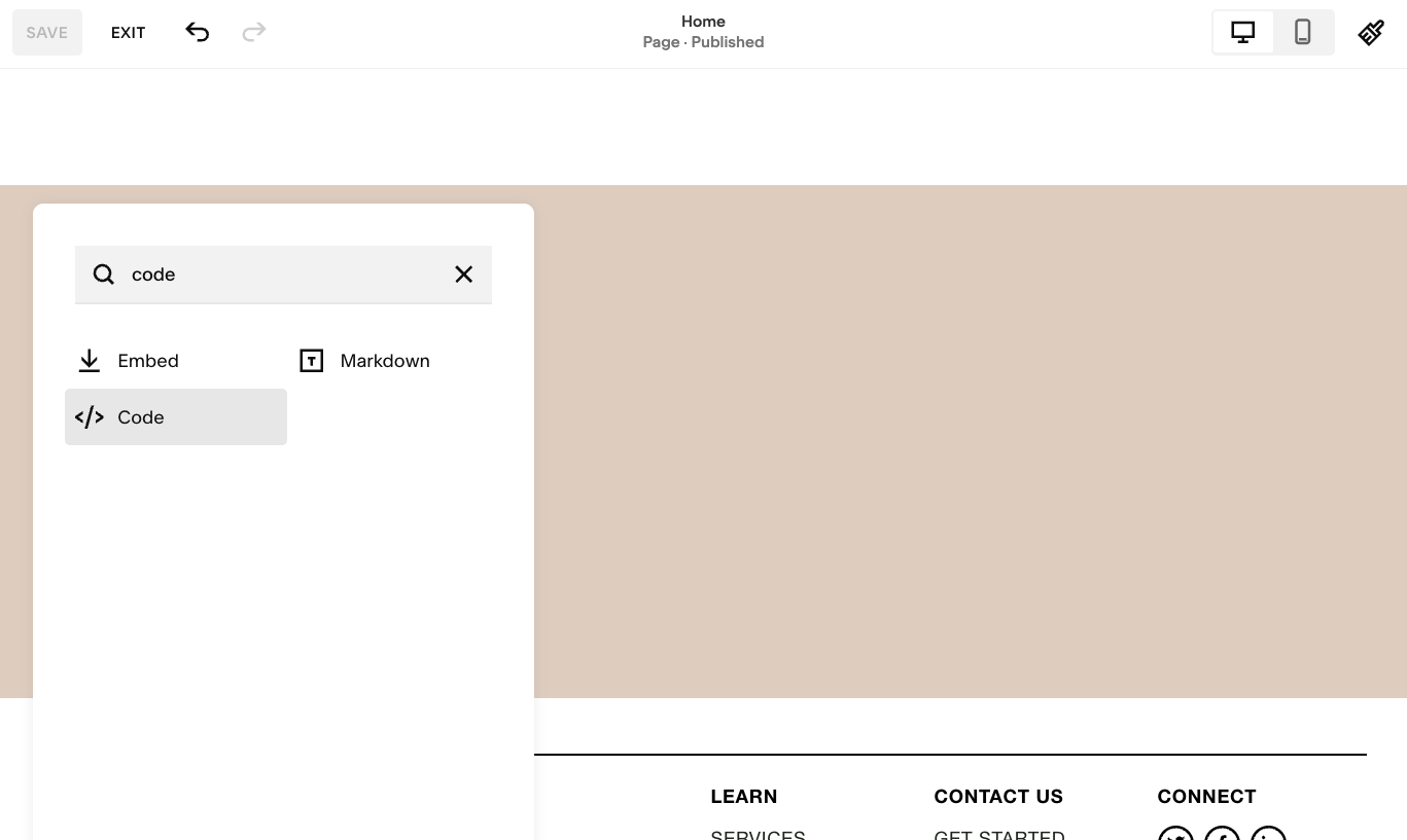 Search and add code block