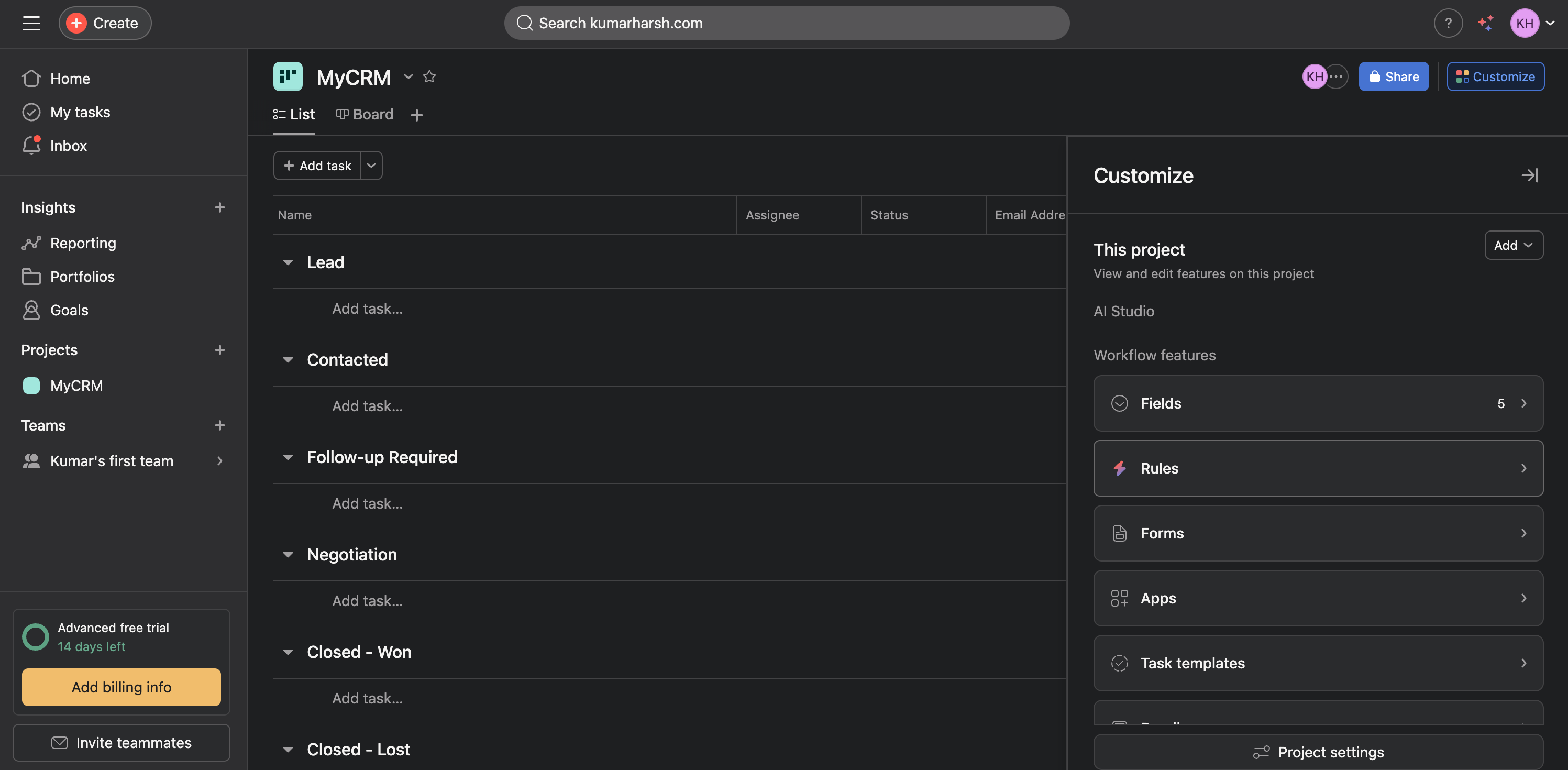 Setting up automations