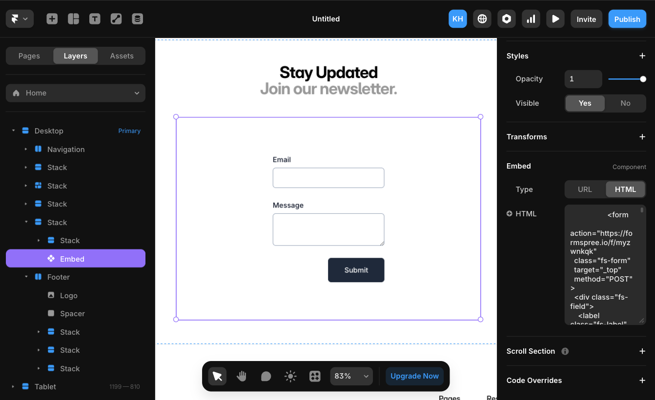 Styled form in Framer